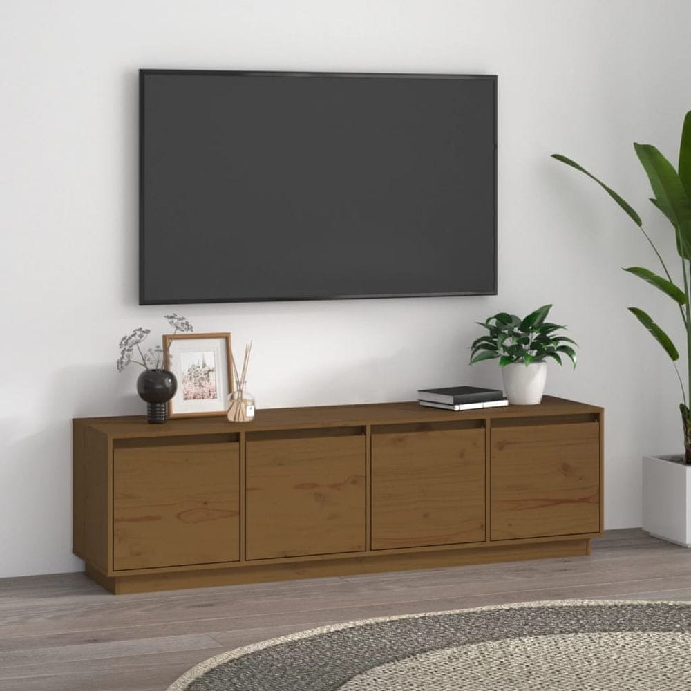 Vidaxl TV skrinka medovo-hnedá 156x37x45 cm masívna borovica